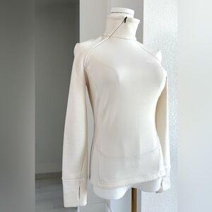Lowe Alpine Vintage Off White Mock Neck Fleece Asymmetrical Zipper Womens Small